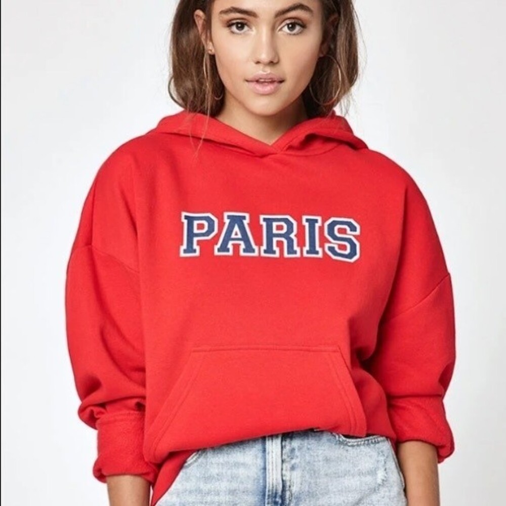 LA Hearts Red Paris Hoodie Size Small PacSun Casual Comfy Soft Teen